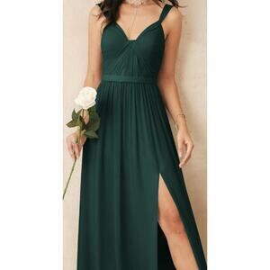 AW BRIDAL 8 M emerald green Lorene wedding bridesmaid party maxi dress NEW B61